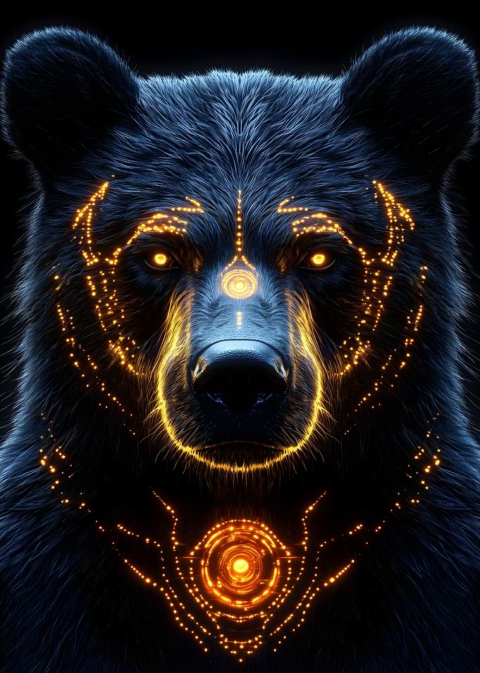 Bear with Glowing Patterns