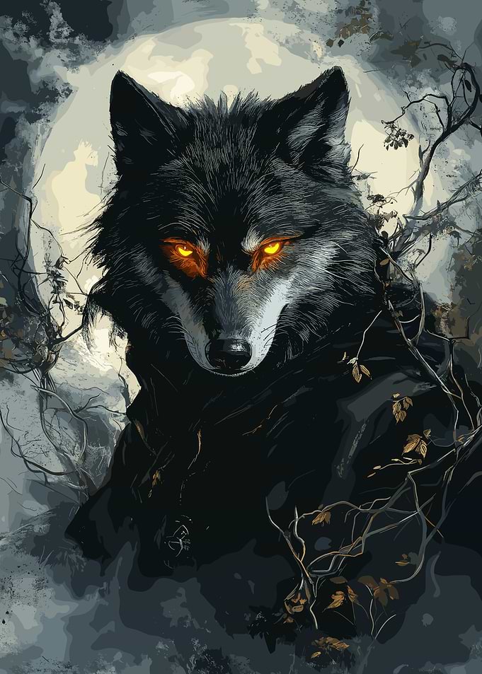 Wolf with Glowing Eyes