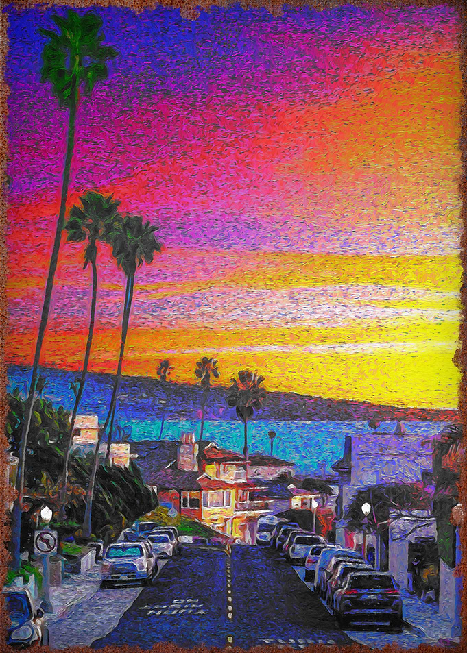 Sunset Coastal Town