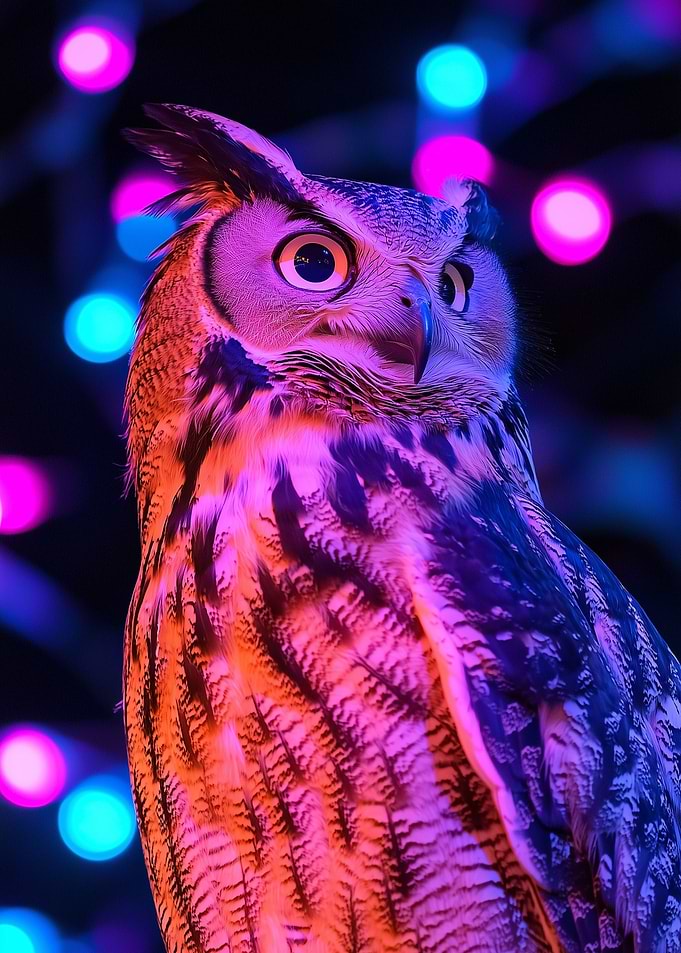 Owl in Neon Lights