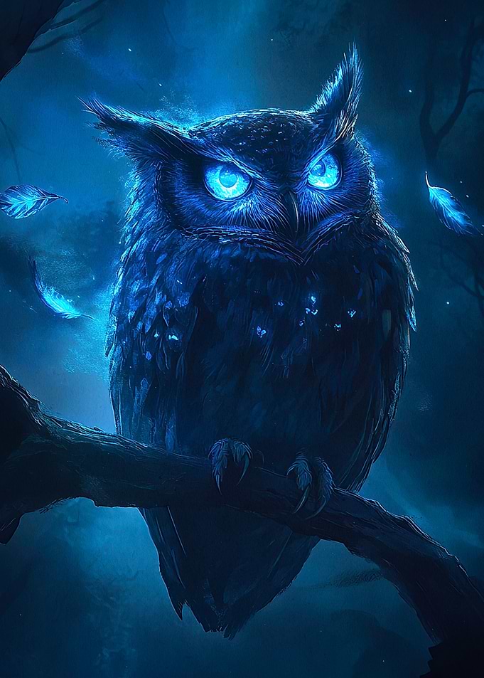 Blue Owl in Forest