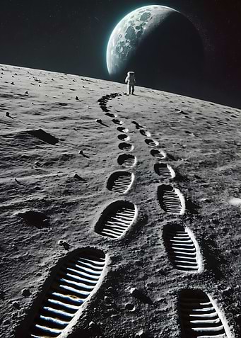 Astronaut on the Moon Earthrise