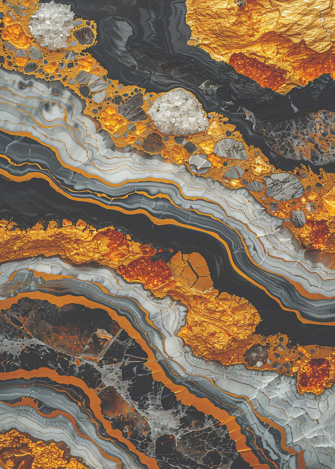 Abstract Gold and Black Marble