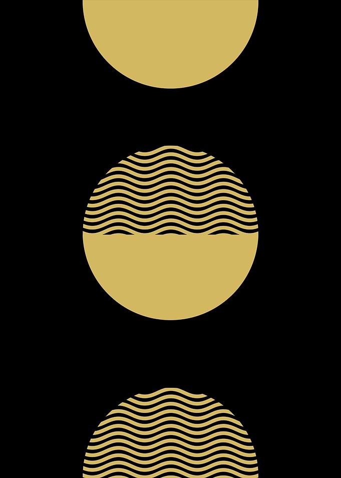 Gold Circles Abstract Art