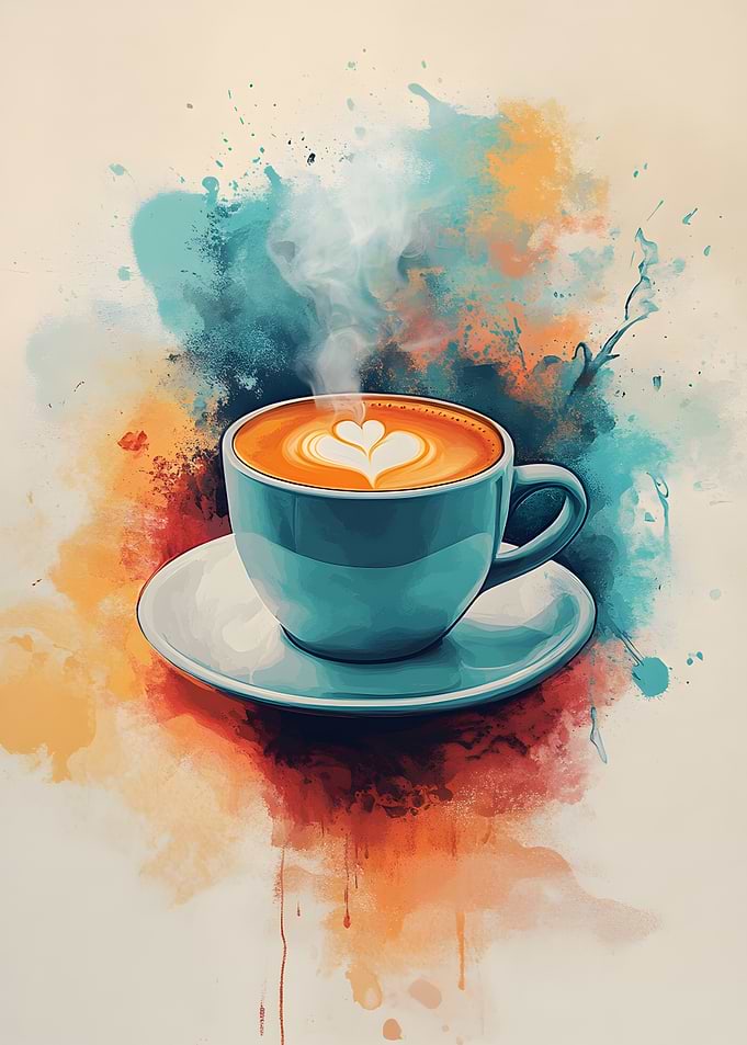Coffee Cup Watercolor Art