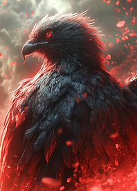 Black Eagle with Red Eyes