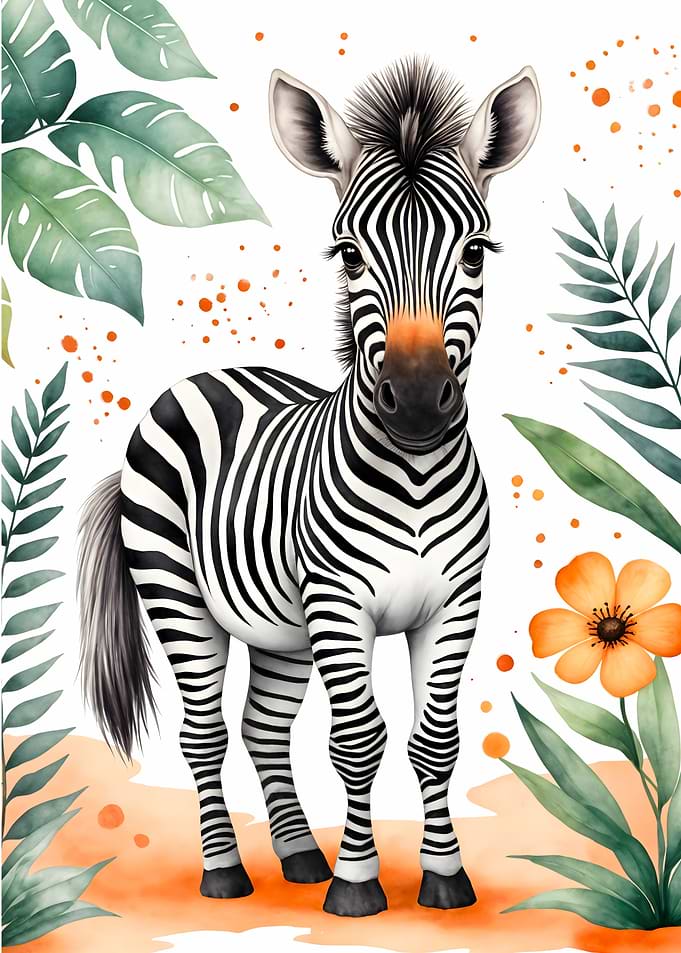 Cute Zebra Watercolor