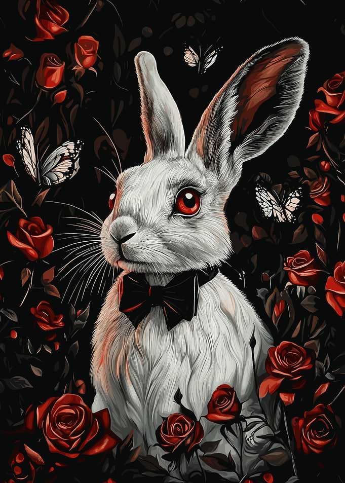White Rabbit with Roses