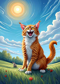 Happy Cat in Meadow