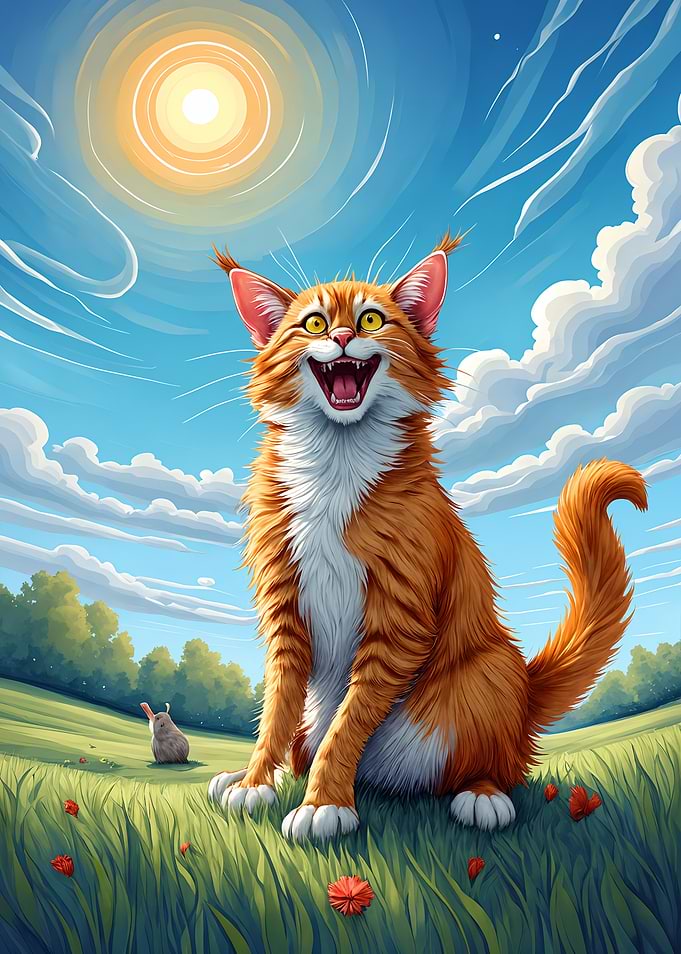 Happy Cat in Meadow