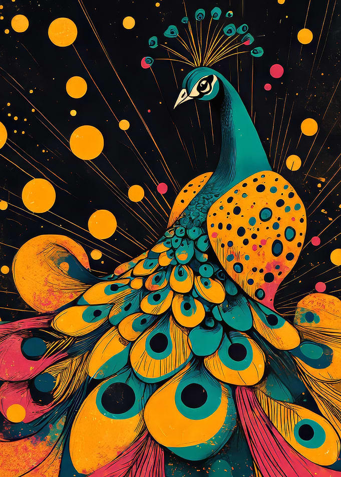 Majestic Peacock Illustration | Vibrant and Elegant Design | Peacock with Colorful Feathers