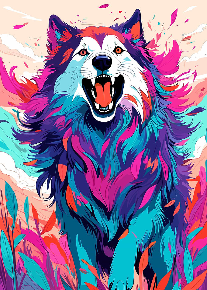 Colorful Wolf Art