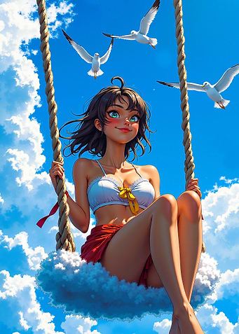Anime Girl on Swing