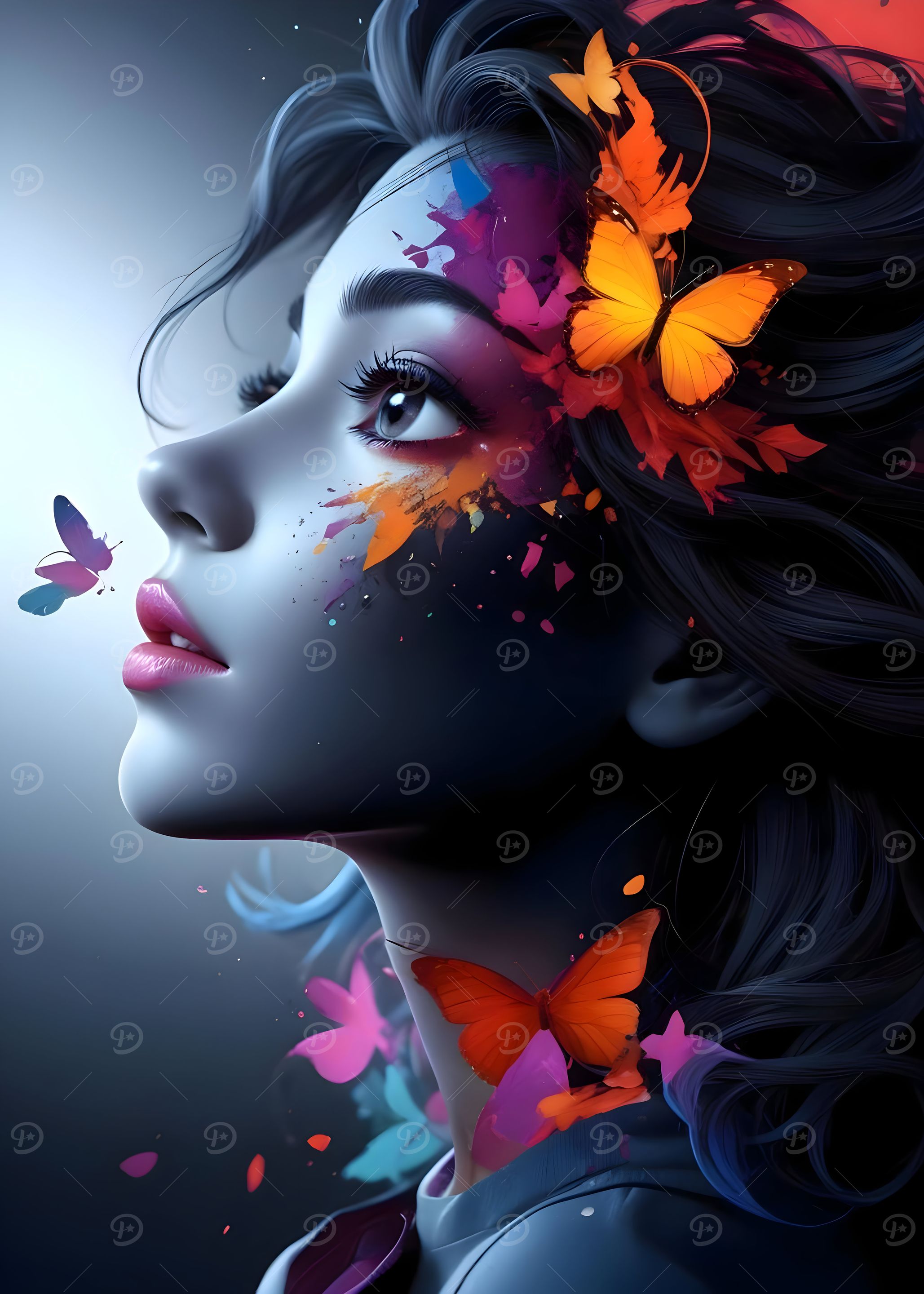 Woman with Butterflies
