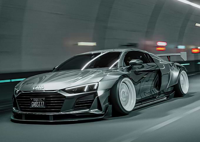 Silver Audi R8 in Tunnel