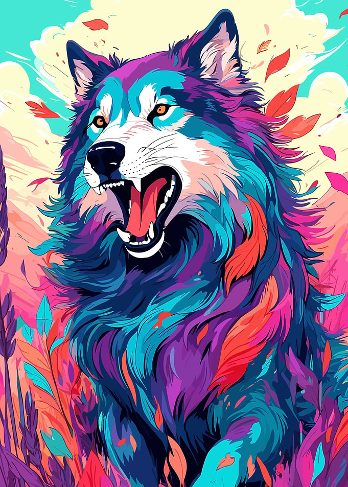 Colorful Wolf Art