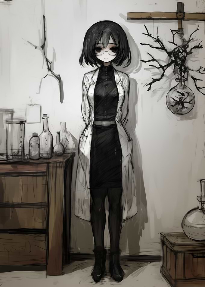 Anime Girl in Lab Coat
