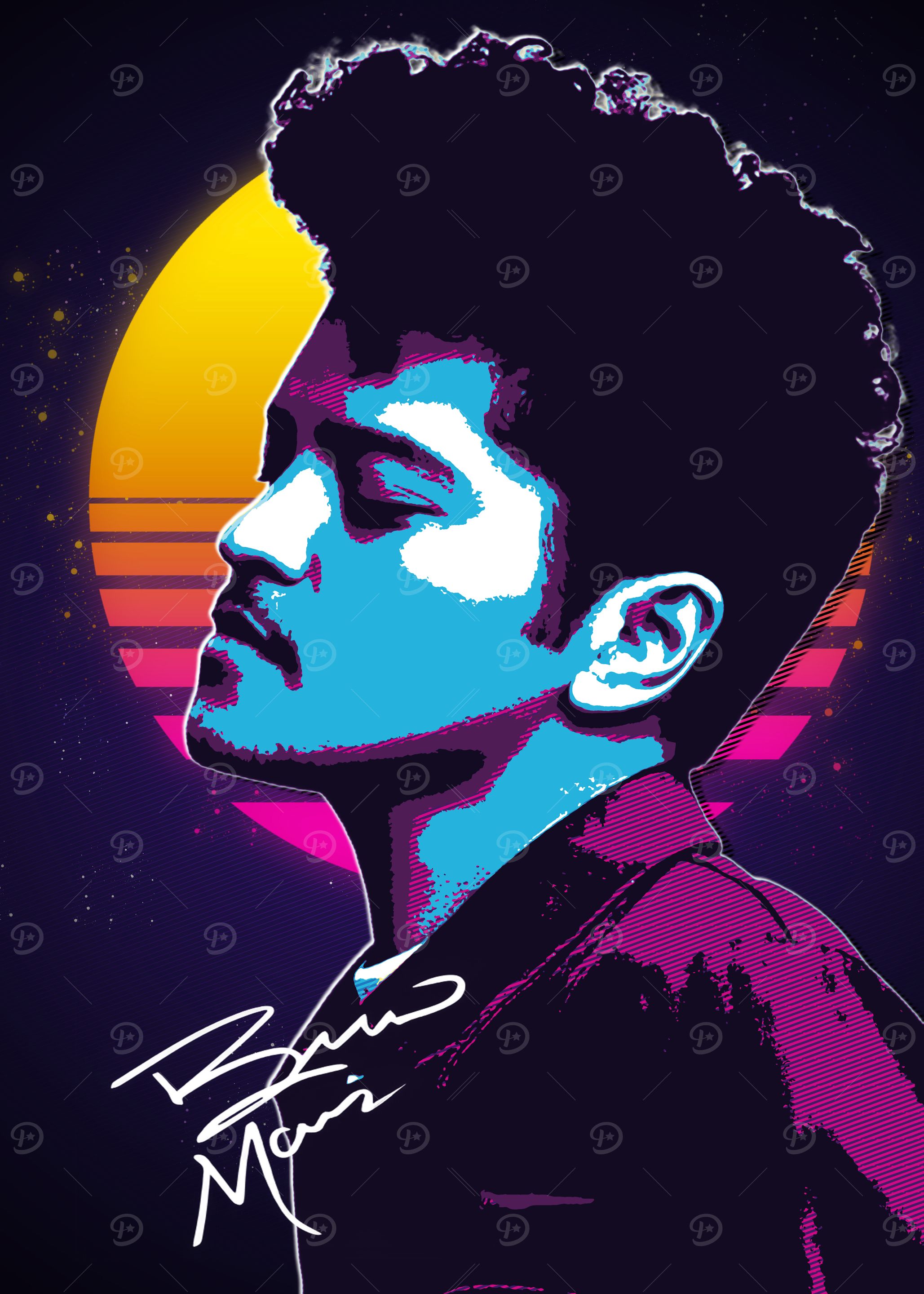 Bruno Mars Retro Art