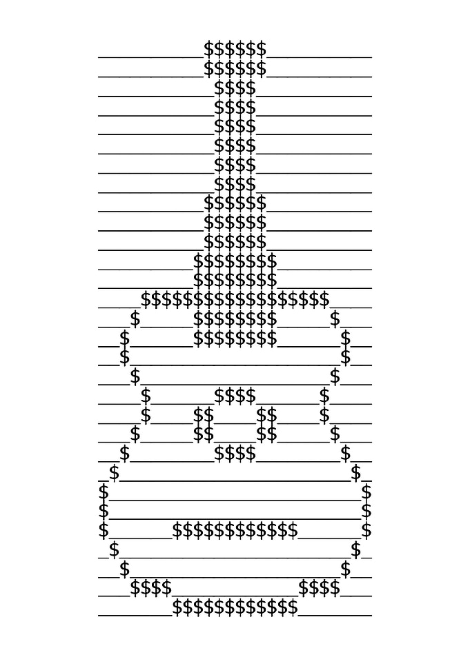 Guitar Text Art Dollar Sign Art