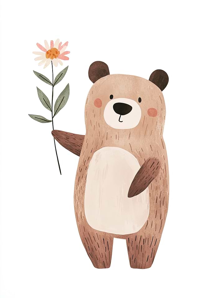 Cute Bear with Flower
