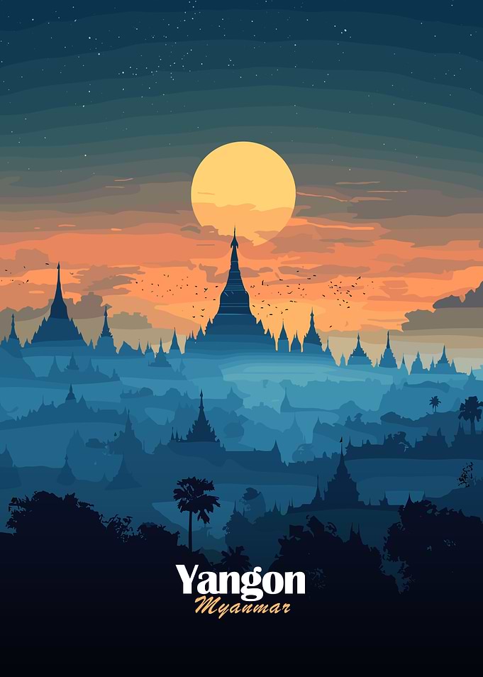 Yangon Skyline Sunset