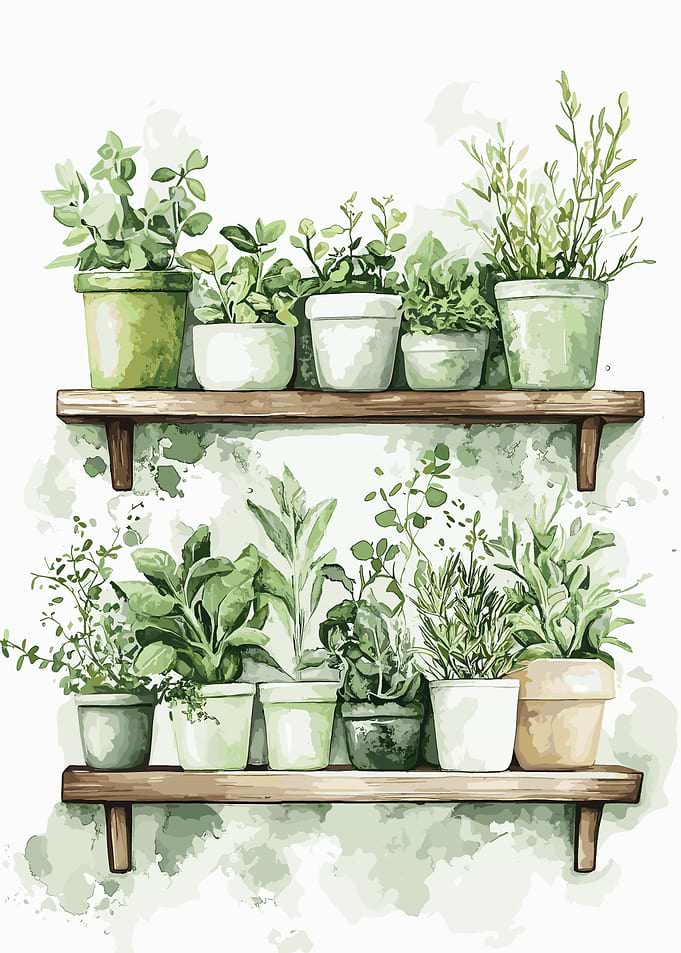 Herbs on Shelves
