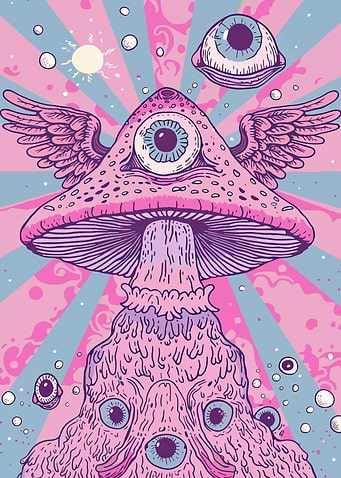 Psychedelic Mushroom with Eyes Weirdcore
