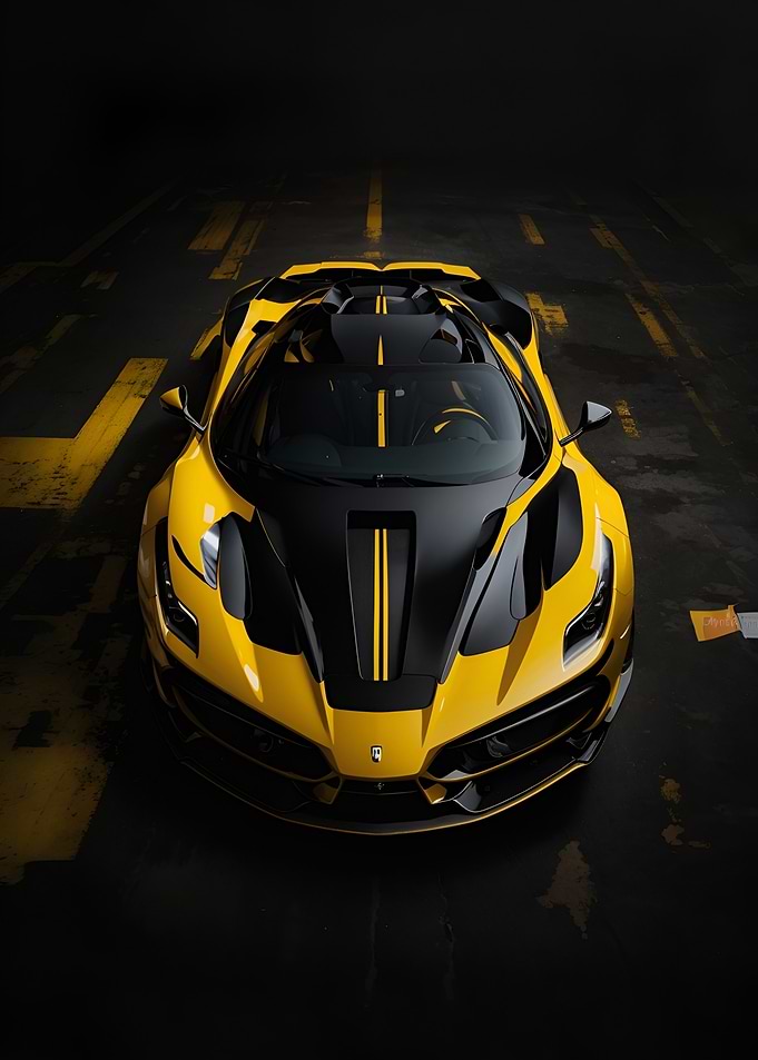 Yellow Ferrari Supercar