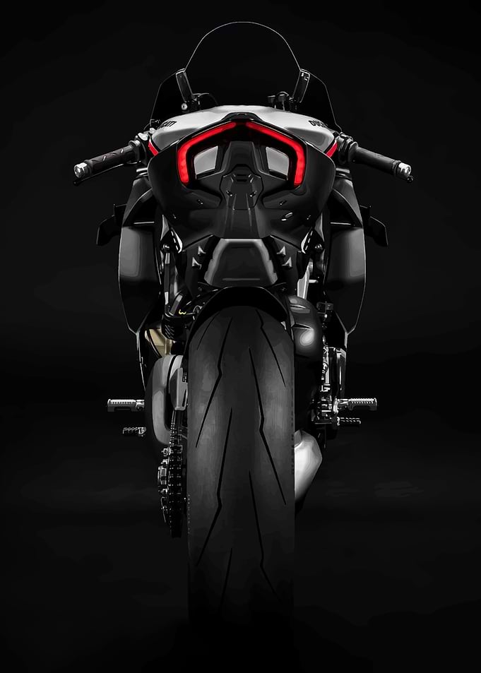 Black Motorcycle Rear View