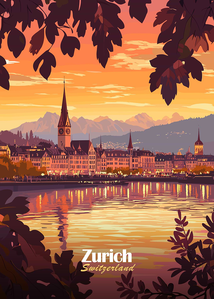 Zurich Sunset Cityscape