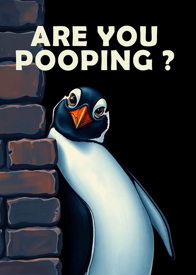 Penguin Funny Pooping