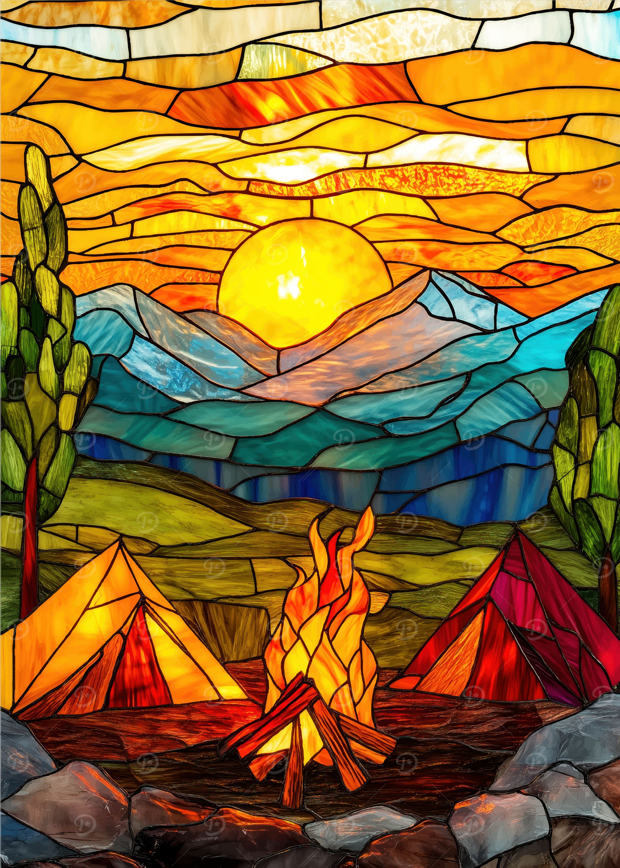Camping Stained Glass