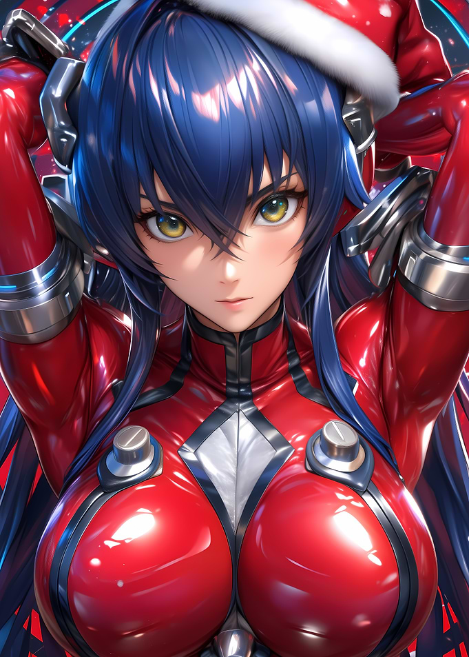 Anime Girl in Red Suit Gaming