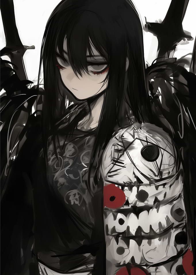 Dark Anime Girl with Swords