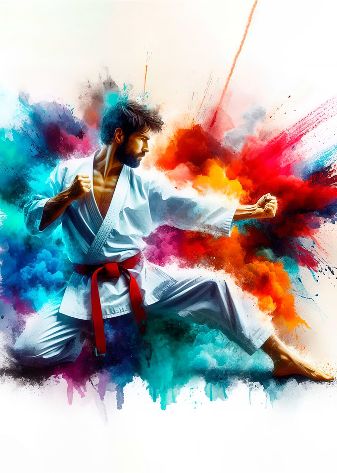 Karate Fighter in Color Burst