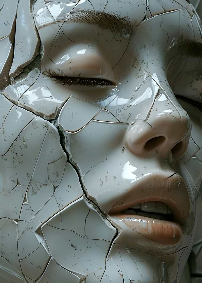 Cracked Face Sculpture