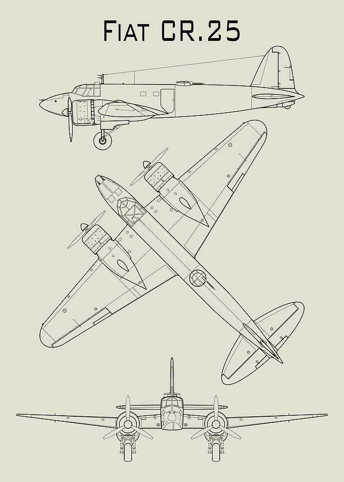 Fiat CR.25 Airplane Blueprint