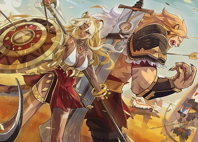 Warrior Couple with Lion