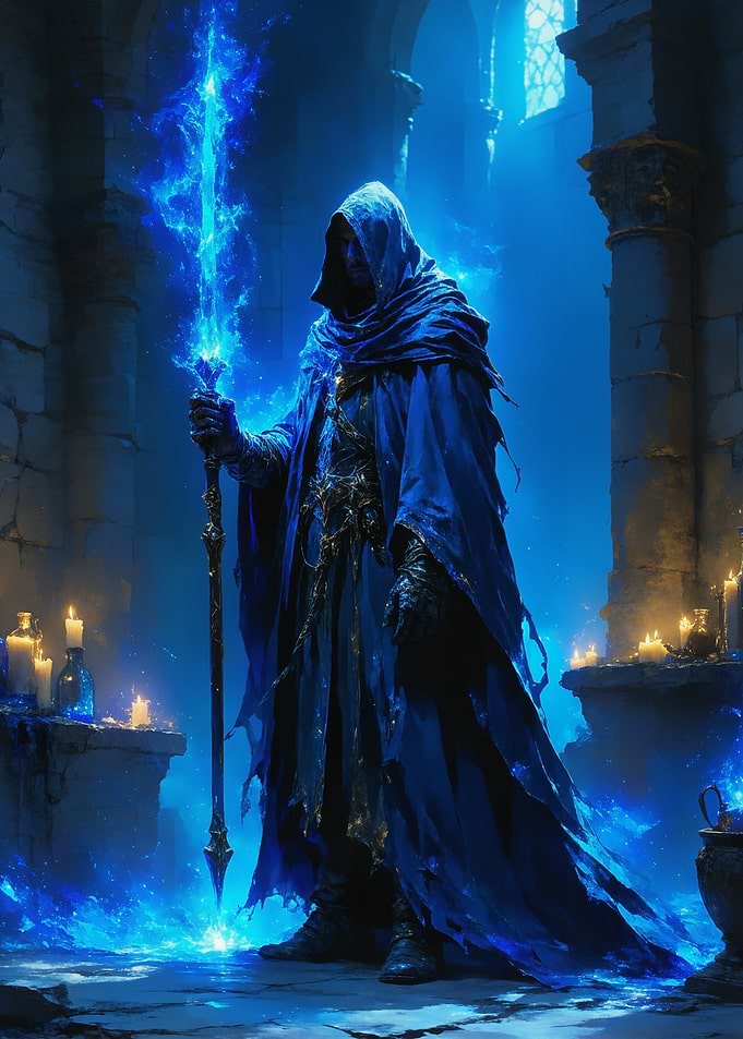 Blue Mage with Staff