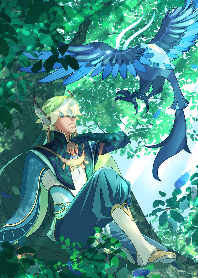 Anime Character with Bird