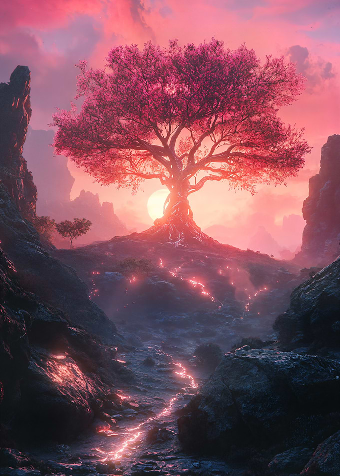 Unity Pink Tree Sunset Landscape