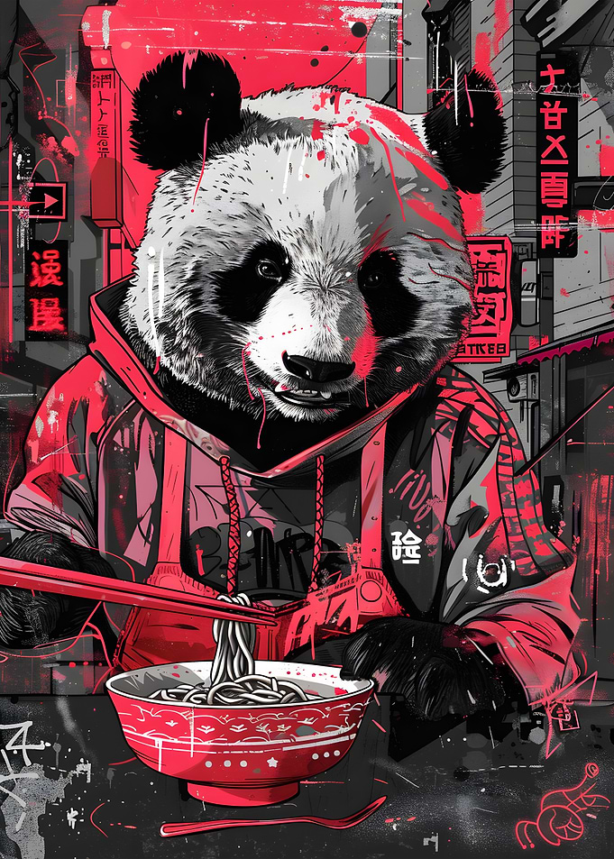 Panda Ramen Japanese Street Art