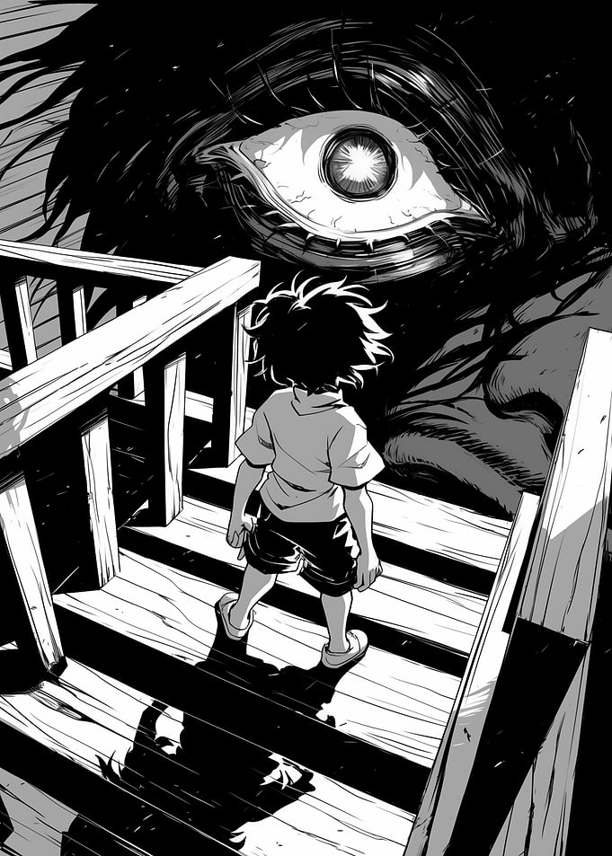 Boy Facing Giant Eye
