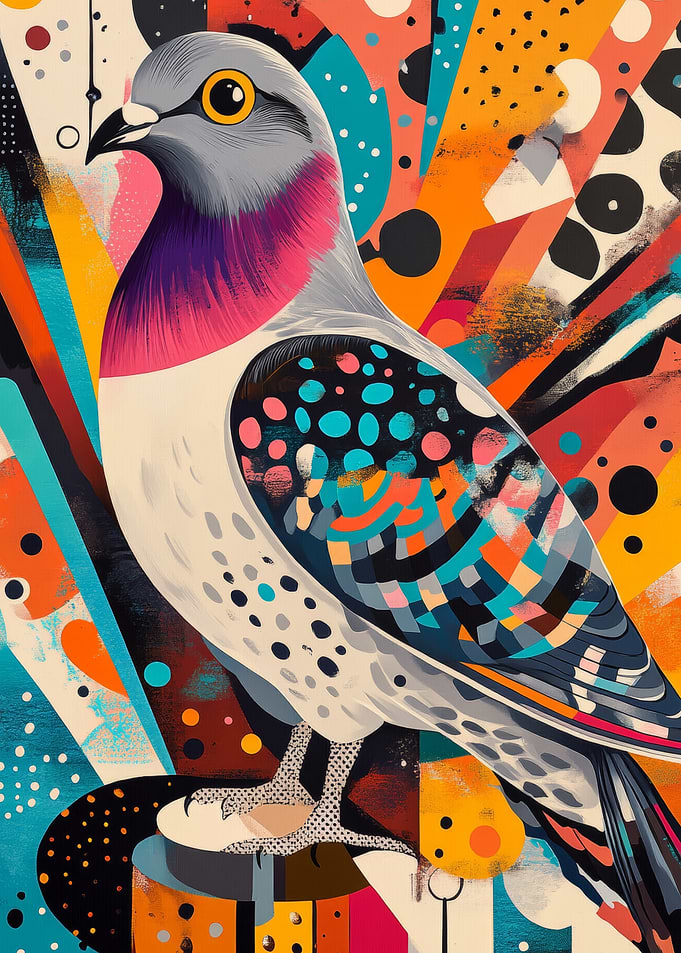 Colorful Pigeon Art | Pigeon - Urban Elegance in Color