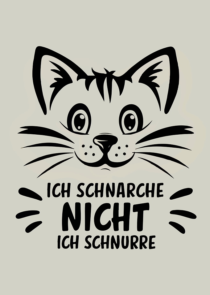 Cat Face with German Saying