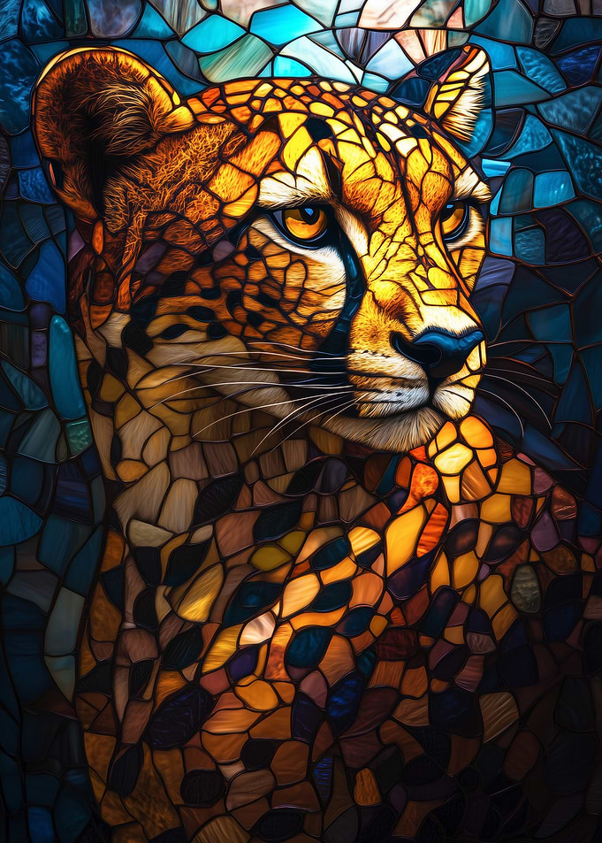 Stained Glass Cheetah