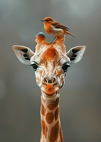 Giraffe with Bird