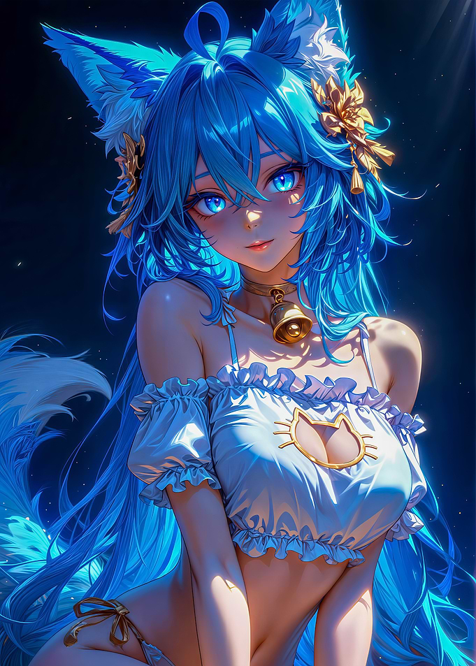Blue Foxy Anime Girl