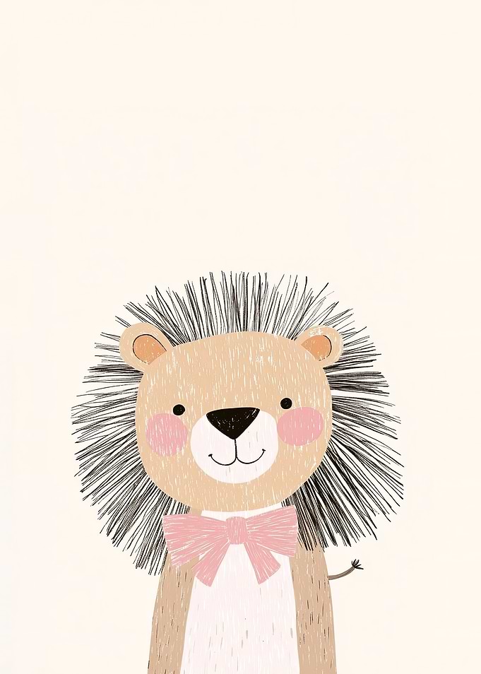 Cute Lion with Bow