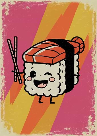 Smiling Sushi with Chopsticks